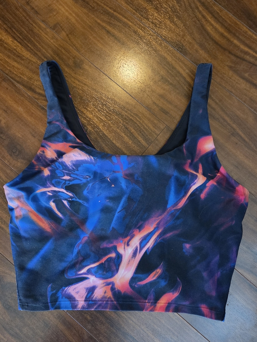 Old Navy Active Powersoft Sports Bra Black Blue Pink Abstract Light Support XL